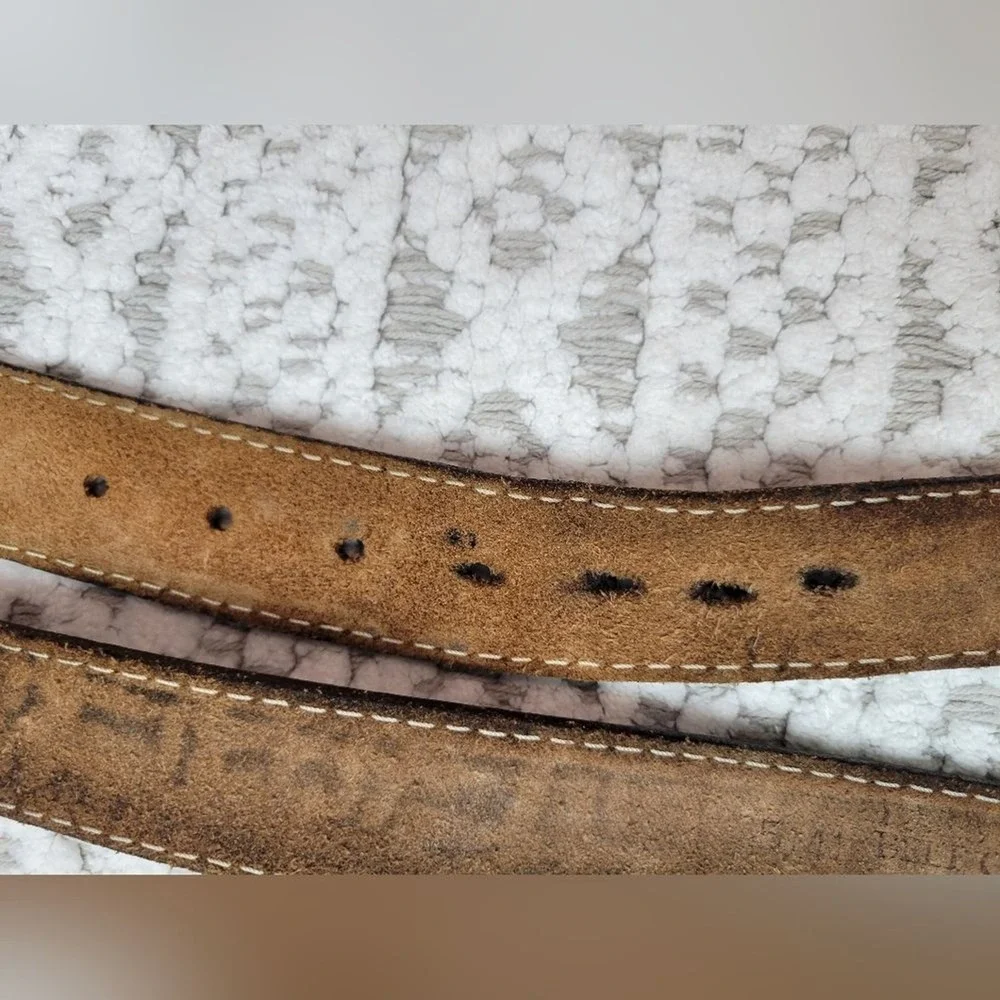 Belt Co Brown Tooled Leather Belt Men's Embellished Florid Western USA Size 38